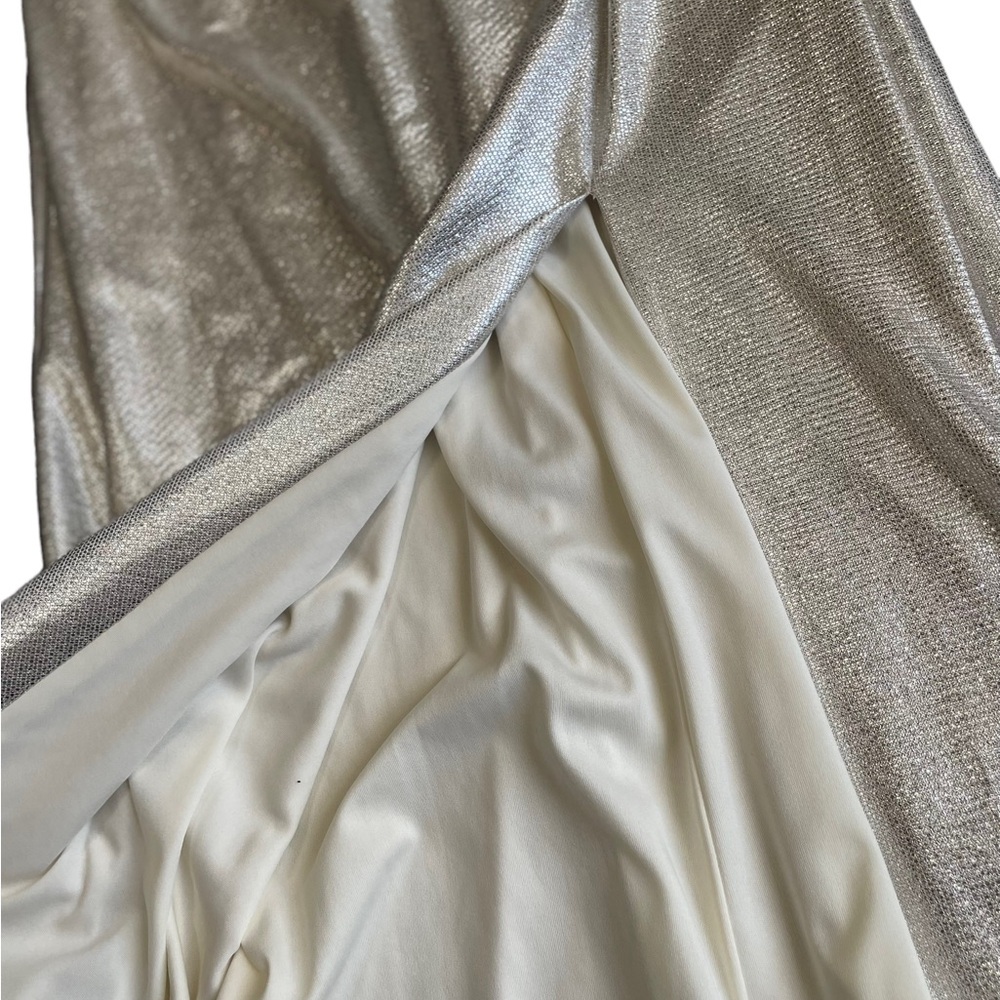 Eliza J Women's Silver Slitted Ruched Full-length Evening Sheath Dress l… - Picture 5 of 11